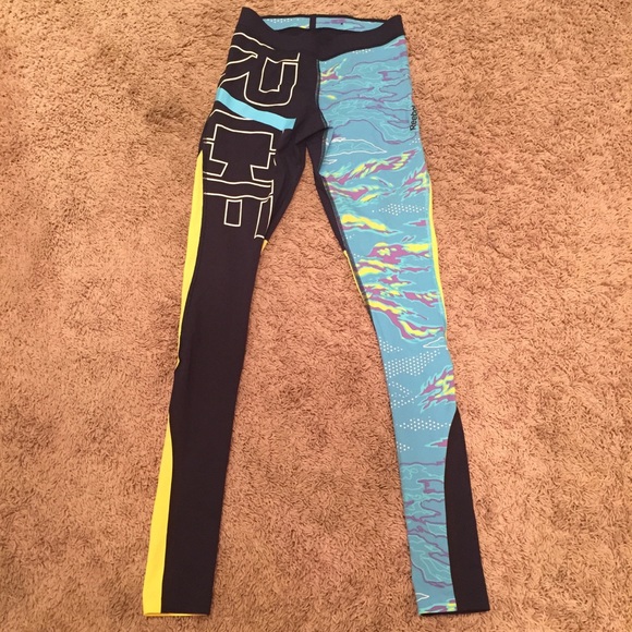 Reebok Blue and Yellow Leggings - Picture 3 of 4
